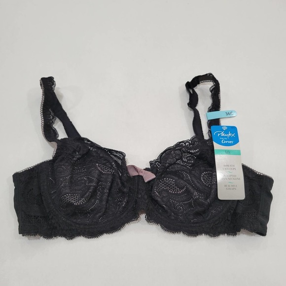 Playtex Love My Curves Beautiful Lace Black Bra Lingerie NWT $42 36C - Picture 3 of 10